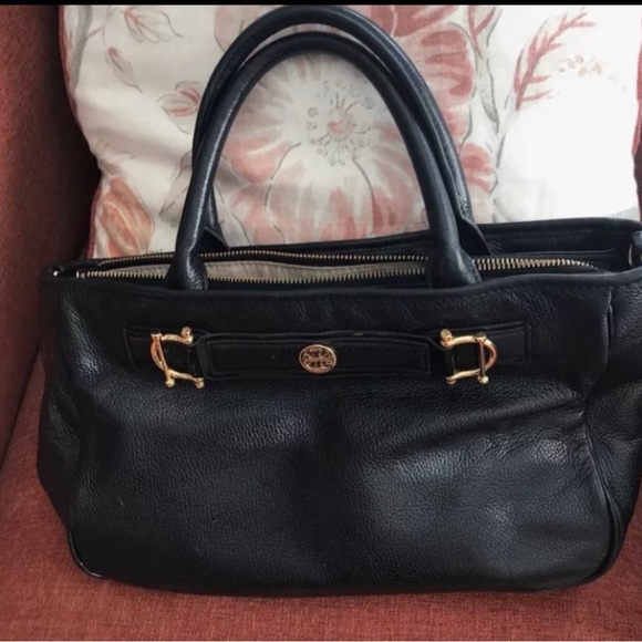 Tory burch Horsebit Jaden Black Satchel Purse Bag - Picture 1 of 2